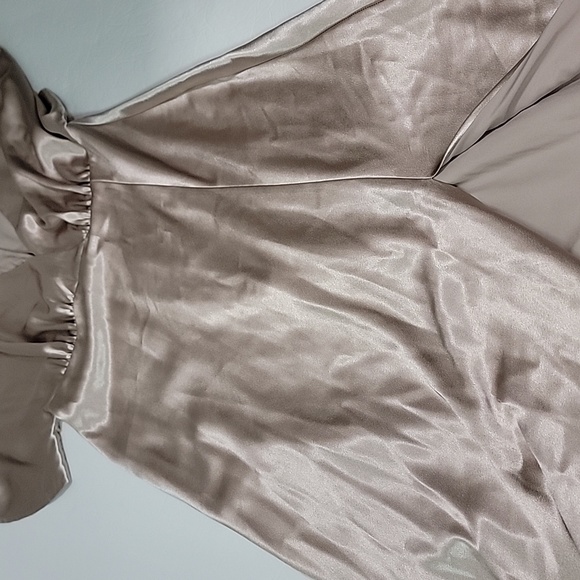 BIRDY GREYJESSE DRESS SHINY SATIN TAUPE DRESS/ SIZE  M. - Picture 11 of 14